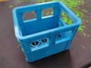 Blue empty crate front view